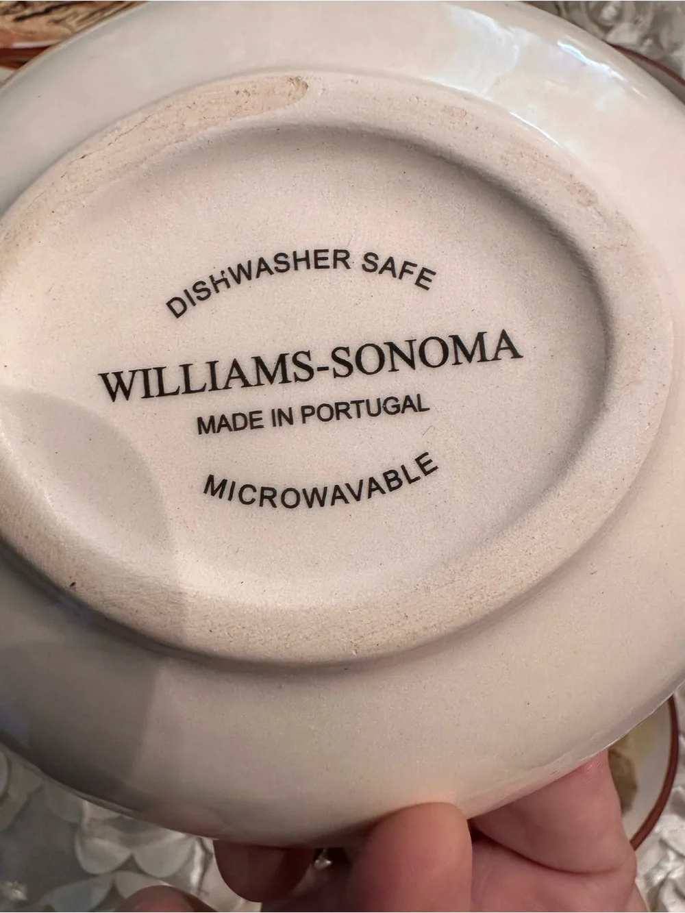 Williams Sonoma Hand-Painted Tuscana scene bread plates plus 4dipping bowls